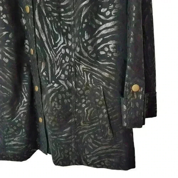 JM Collection Jacket Womens Plus Size L Animal Print 3/4 Sleeve Snap Down - Picture 4 of 13